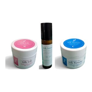 Kit Silk: Crema Facial Silk Día, Silk Smooth Roll On y Crema Facial Silk Noche - VL Cosmética Natural